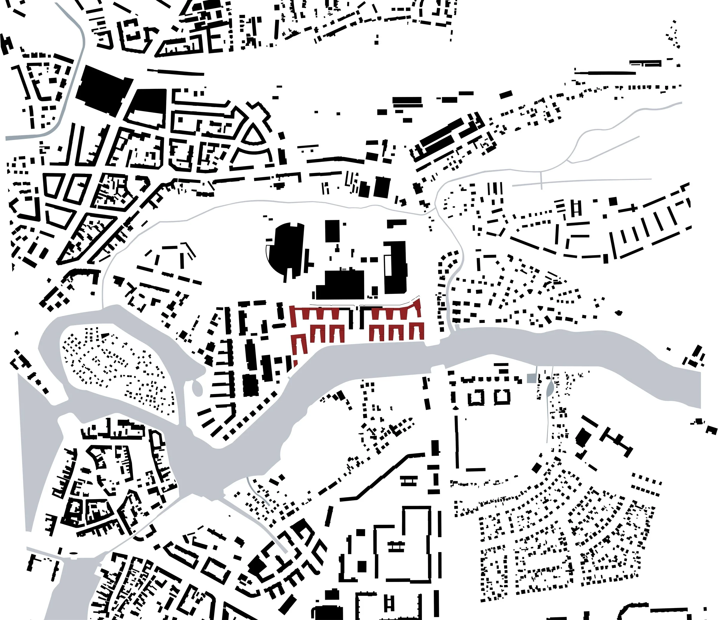 Schwarzplan 1:2500 — das Quartier im Kontext Köpenicks