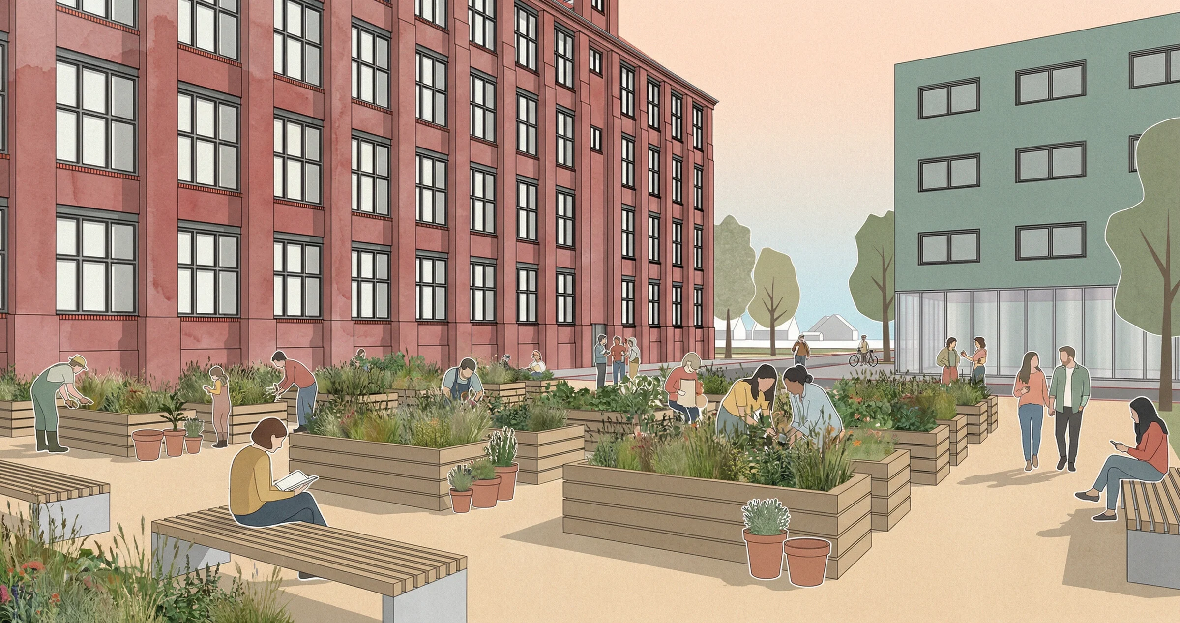 Gemeinschaftsgarten zwischen Bestand und Neubau